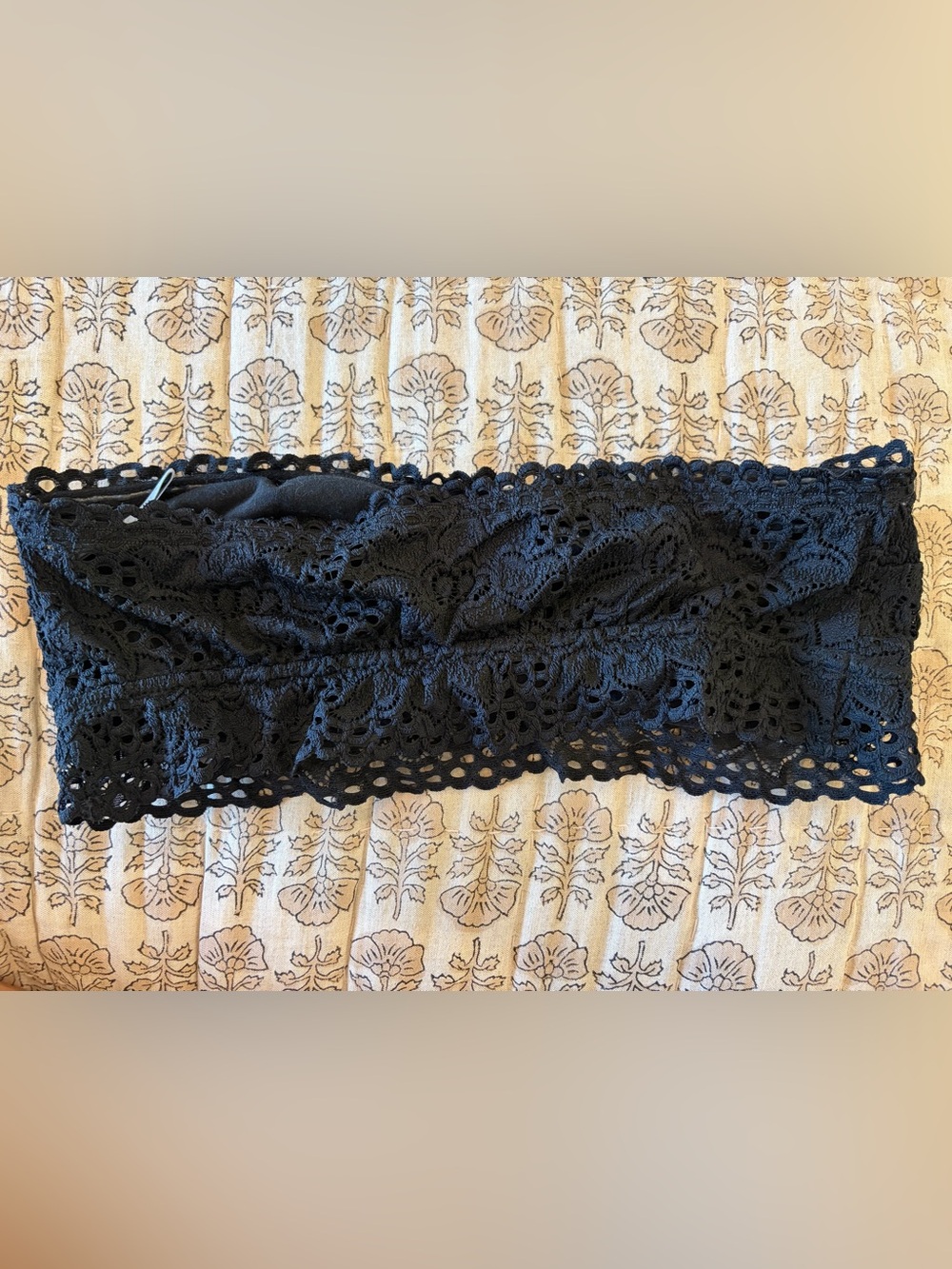 Aerie Black Crochet Bandeau Top Bra L - Picture 2 of 5